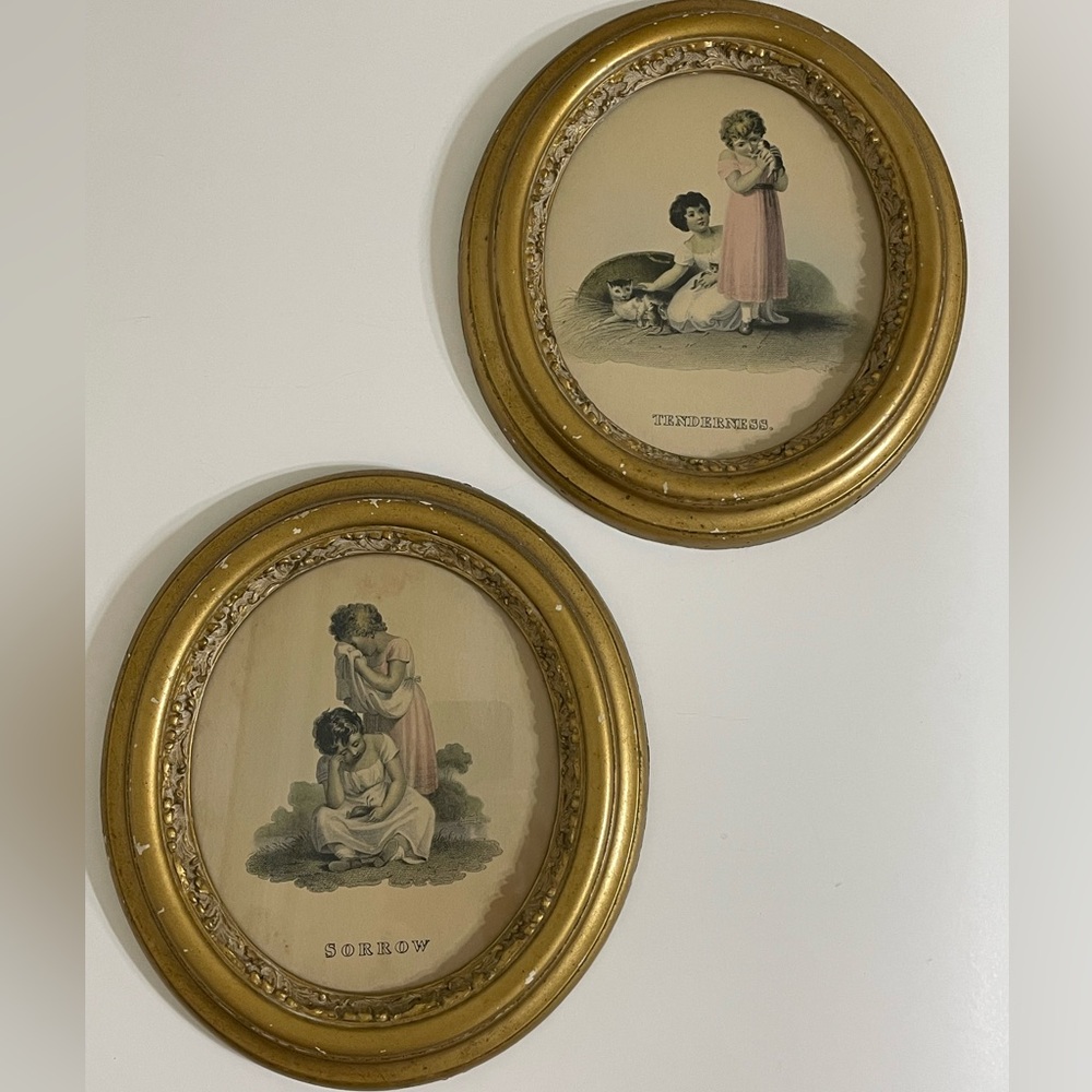 Vintage set/2 children prints “Tenderness” and “Sorrow”
